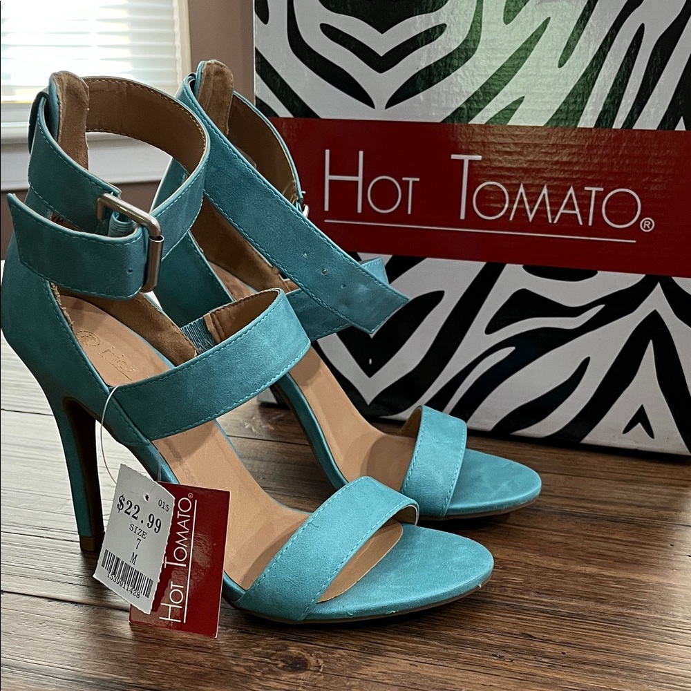 Hot Tomato Aqua Strappy Heels